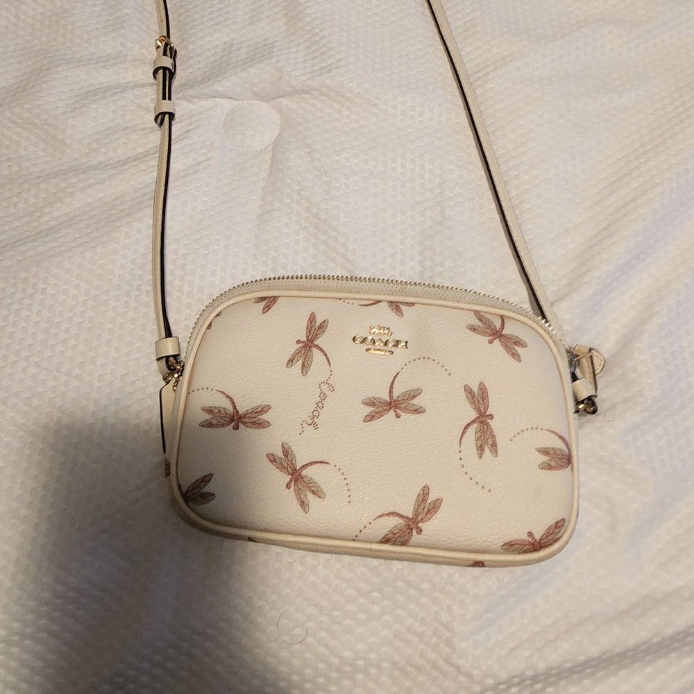 Coach Purse white with dragonflies